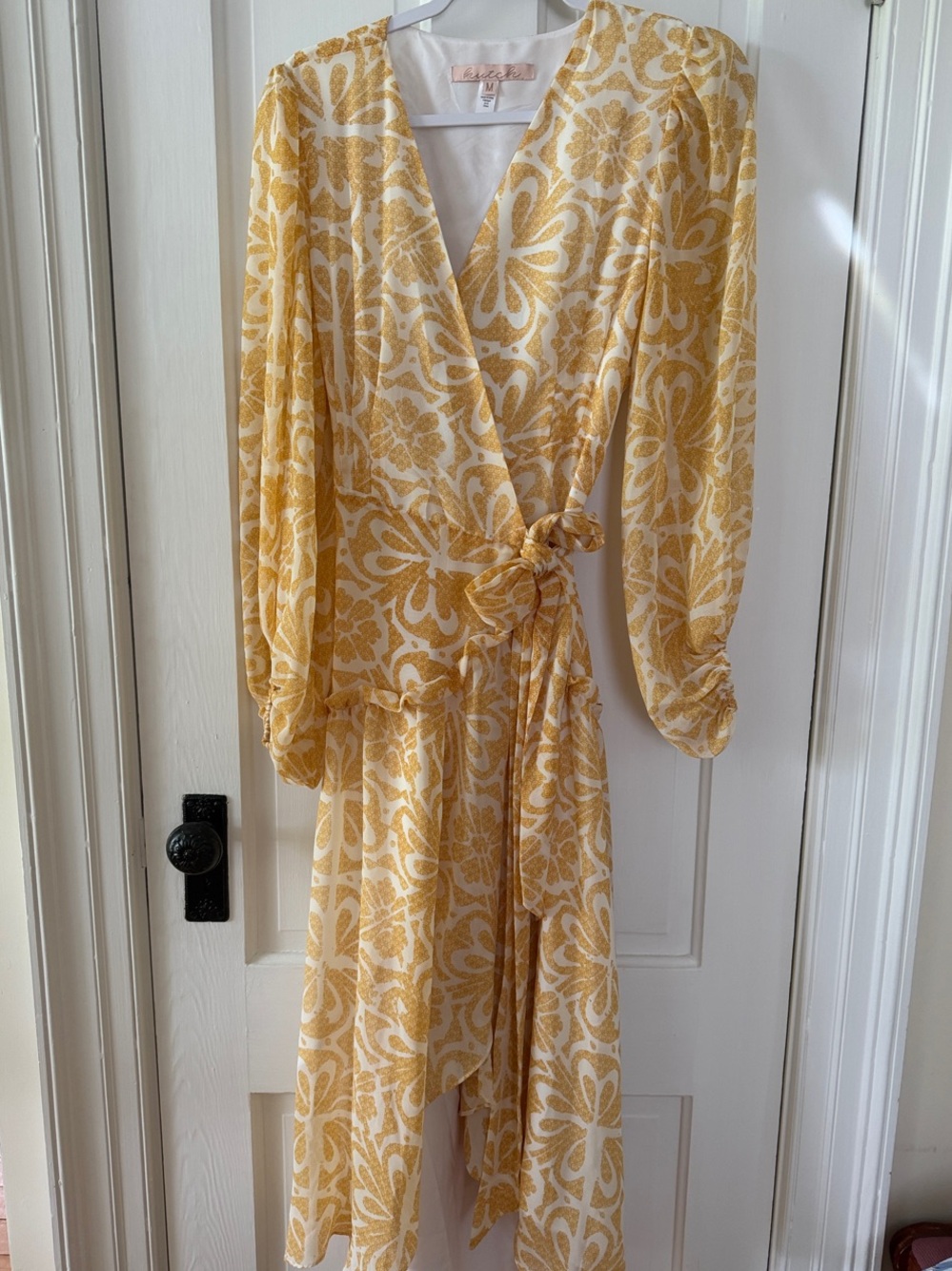 Hutch Yellow and White Floral High-Low Wrap Dress